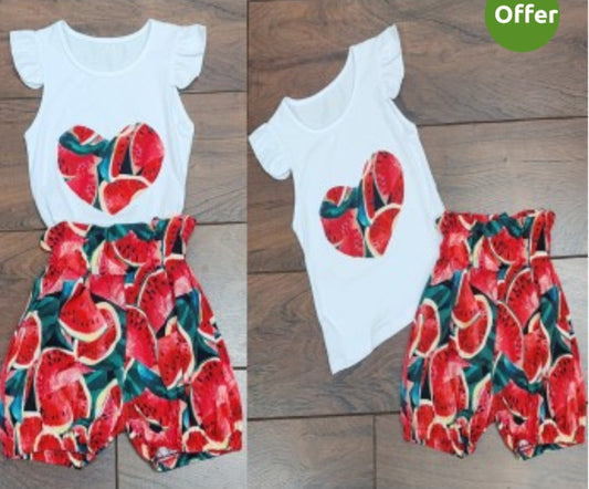 Girl's watermelon Short Set