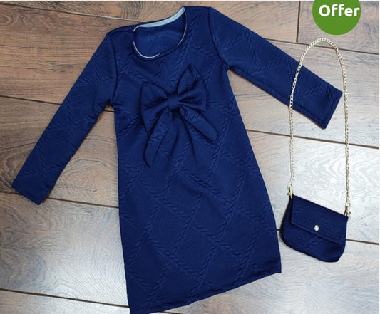 beautiful navy blue dress with bag ages 2-12