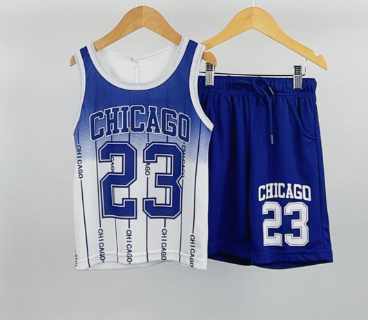 Ombre Cobalt Blue Basketball Jersey Shorts Set 4-14