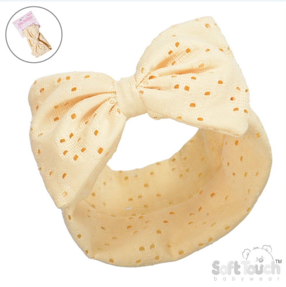 Yellow Perforated Bow Headband