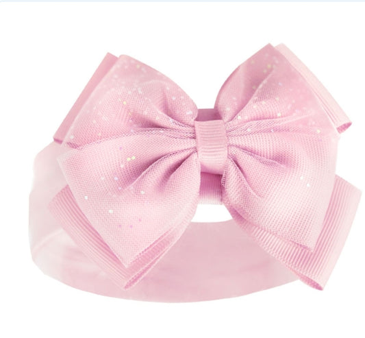 Blush Glitter Bow Headband NB-12M